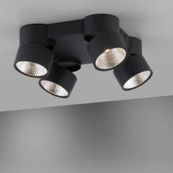Plafón LED PURE Nola, de 4 luces, negro
