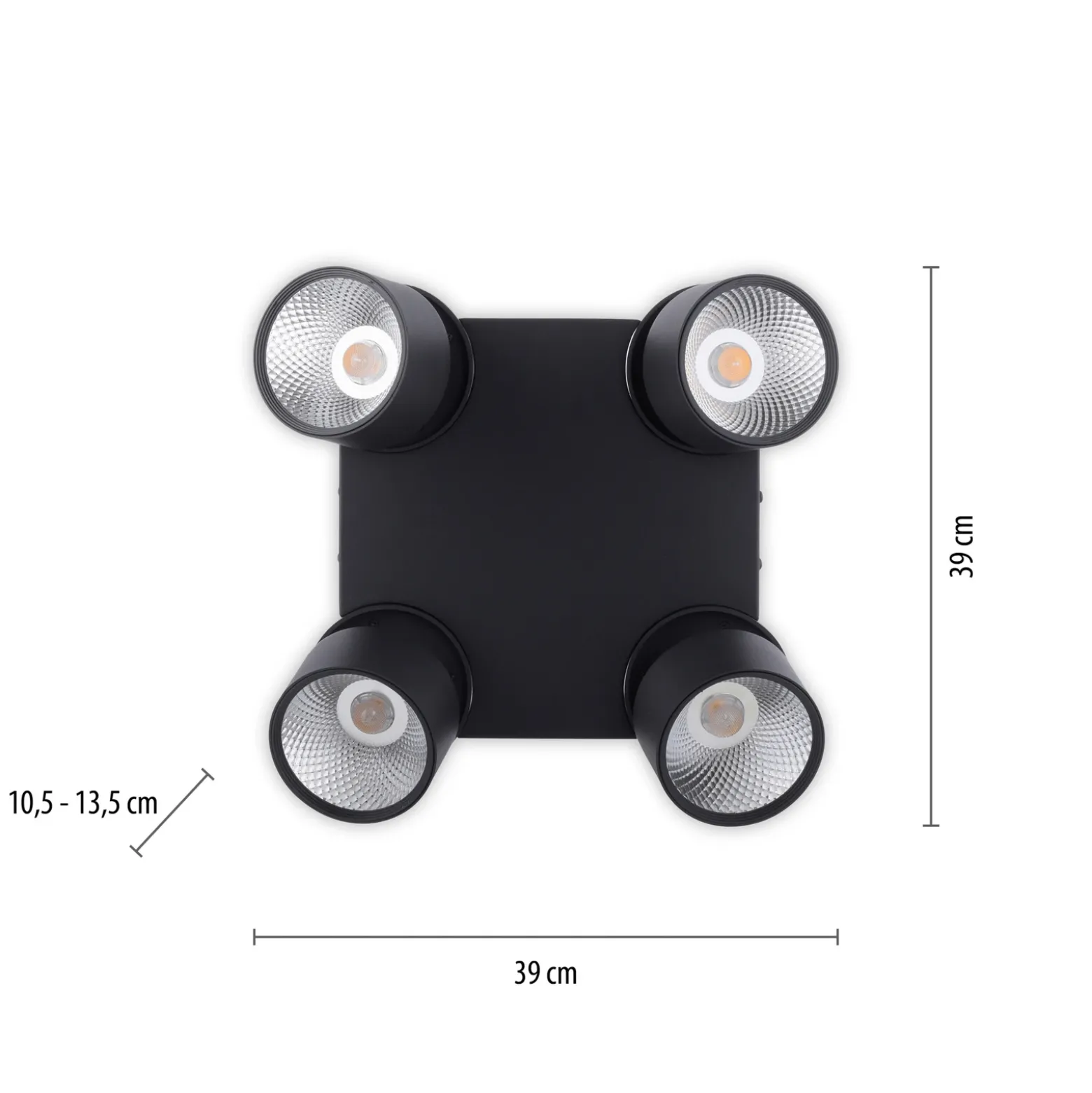 Plafón LED PURE Nola, de 4 luces, negro