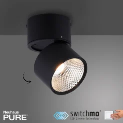 Plafón LED PURE Nola, de 1 luz, negro