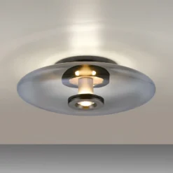 Plafón LED PURE Vitrum, gris, cristal/aluminio, Ø 45 cm
