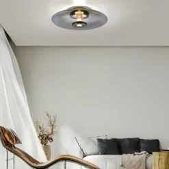 Plafón LED PURE Vitrum, gris, cristal/aluminio, Ø 45 cm