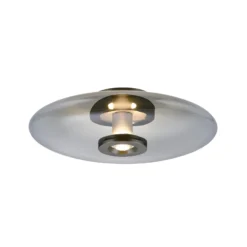 Plafón LED PURE Vitrum, gris, cristal/aluminio, Ø 45 cm