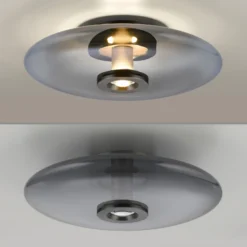 Plafón LED PURE Vitrum, gris, cristal/aluminio, Ø 45 cm