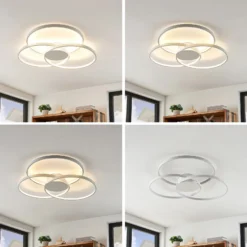 Plafón LED Riley de Lindby, blanco, metal, 80 cm, atenuable