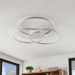Plafón LED Riley de Lindby, blanco, metal, 80 cm, atenuable