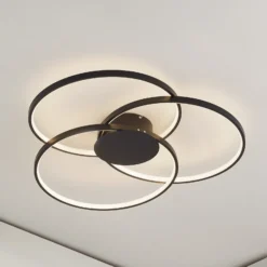 Plafón LED Riley de Lindby, negro, 3000 K, atenuable