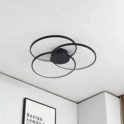 Plafón LED Riley de Lindby, negro, 3000 K, atenuable