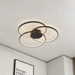 Plafón LED Riley de Lindby, negro, 3000 K, atenuable