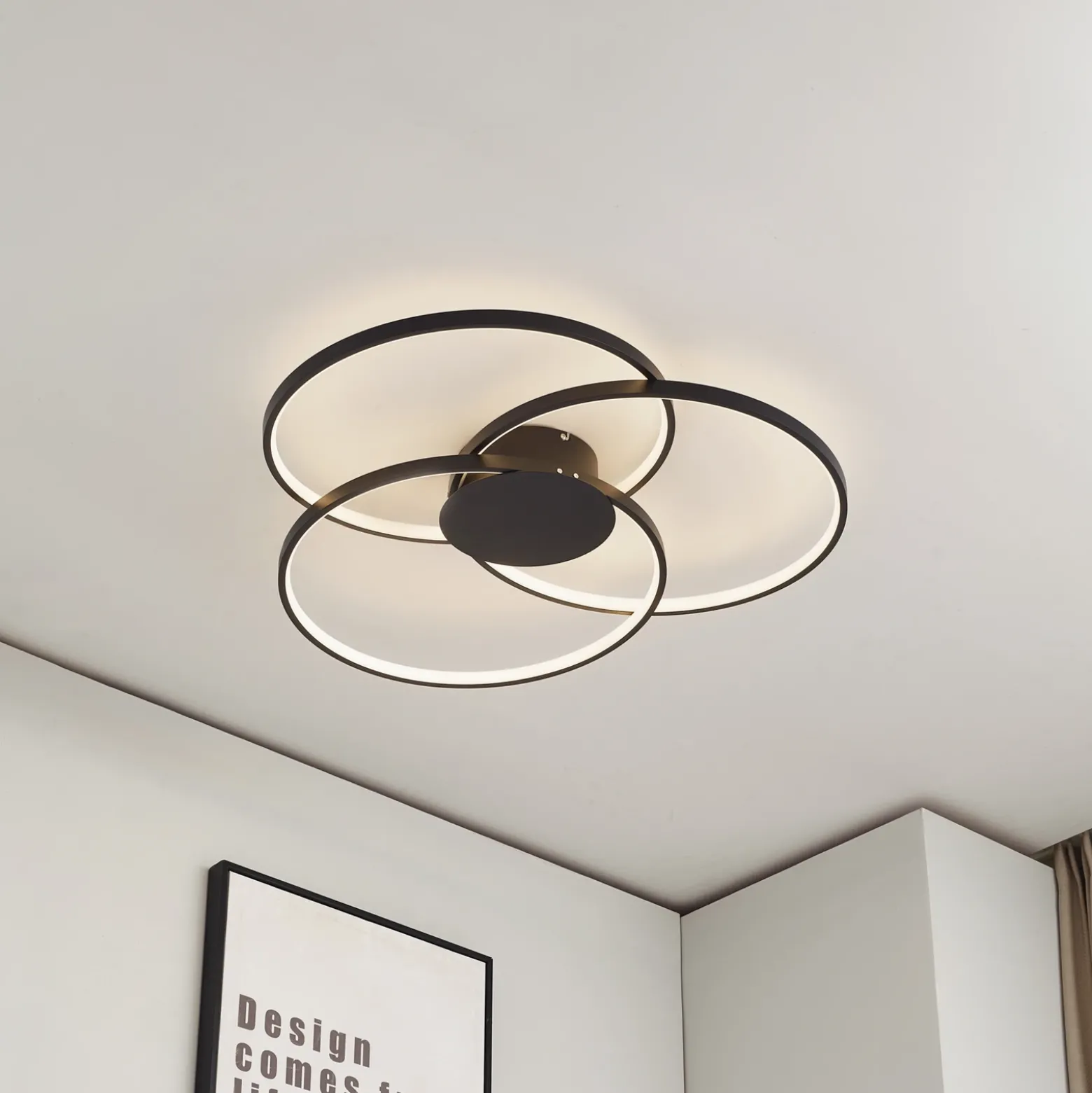Plafón LED Riley de Lindby, negro, 3000 K, atenuable