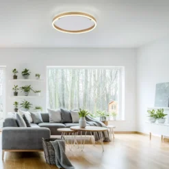 Plafón LED Ritus, Ø 39,3cm latón mate
