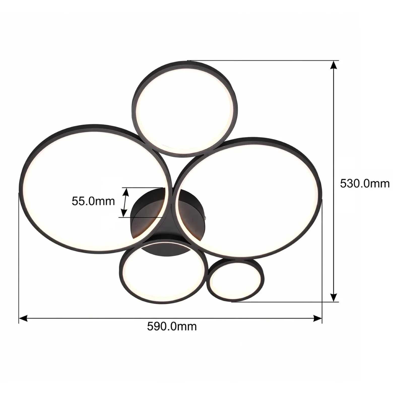 Plafón LED Rondo, negro mate