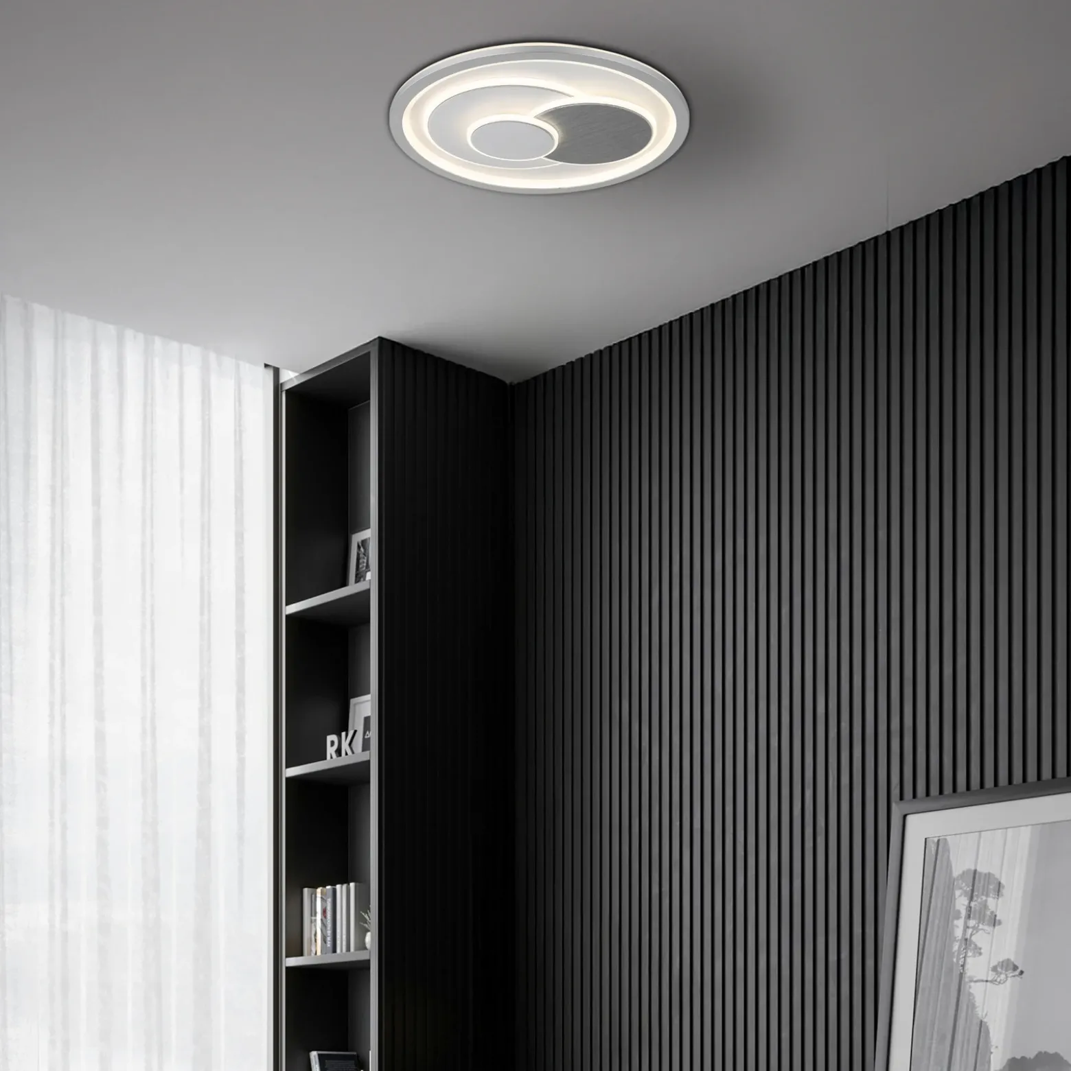 Plafón LED Ruiz I, blanco/plata, Ø 48 cm, CCT