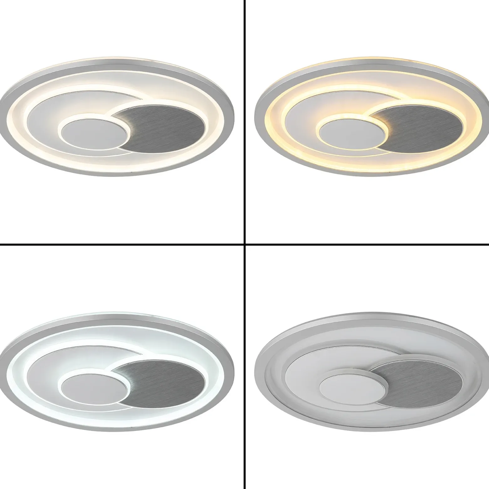 Plafón LED Ruiz I, blanco/plata, Ø 48 cm, CCT