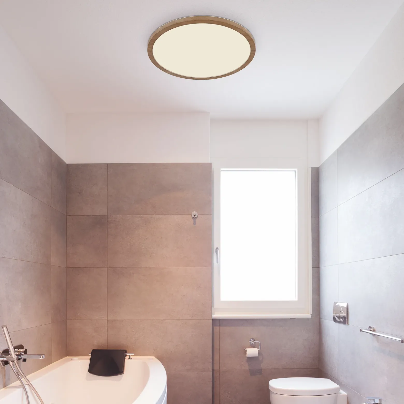 Plafón LED Sapana Ø 29,5 cm look de madera