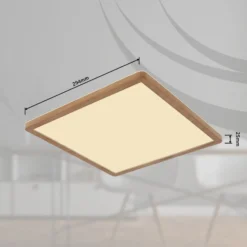 Plafón LED Sapana, longitud 29,5 cm, aspecto de madera