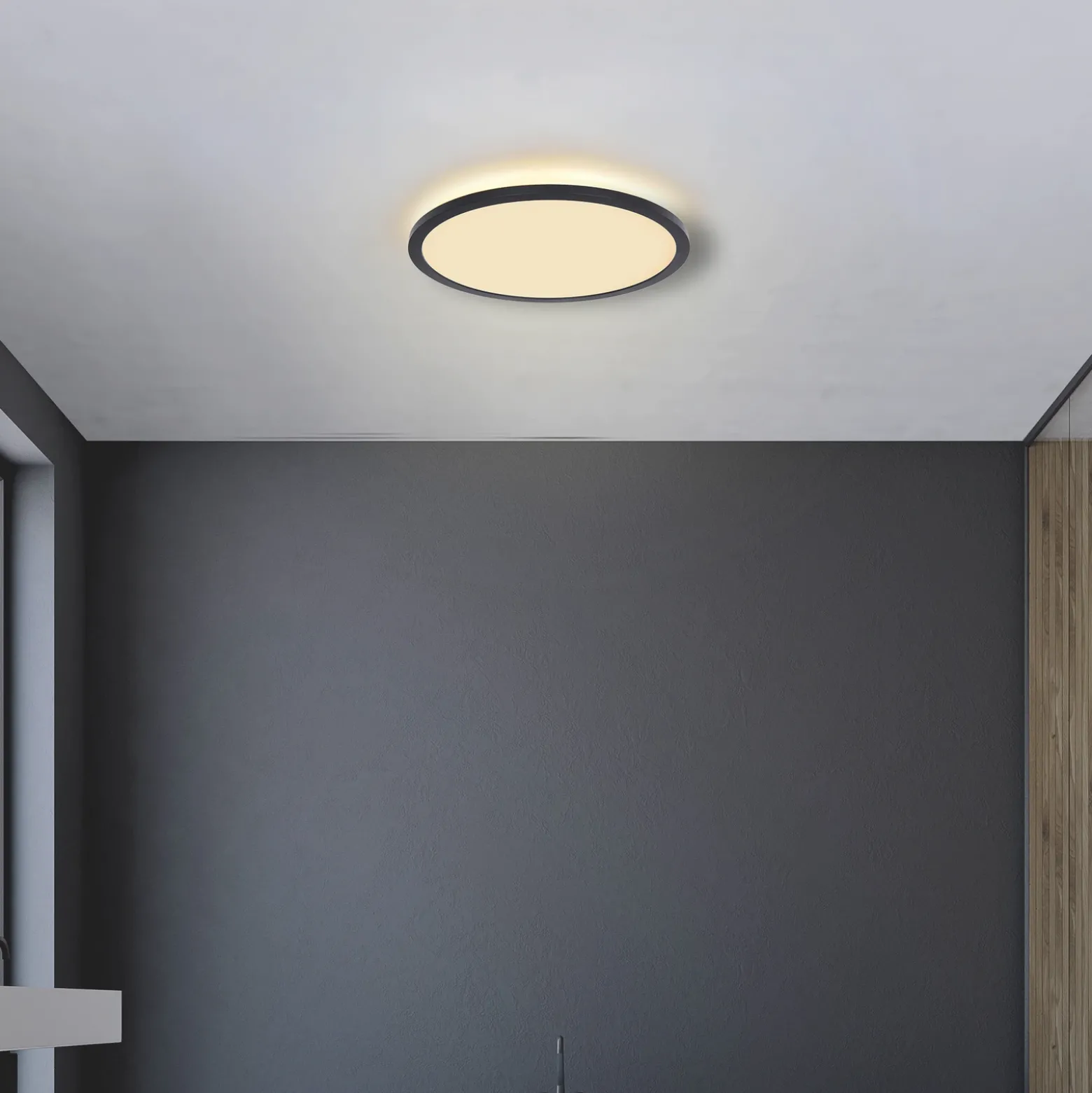 Plafón LED Sapana, negro, redondo, atenuable