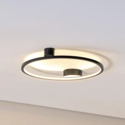 Plafón LED Saturno, negro, Ø 50 cm, metal, 4000 K