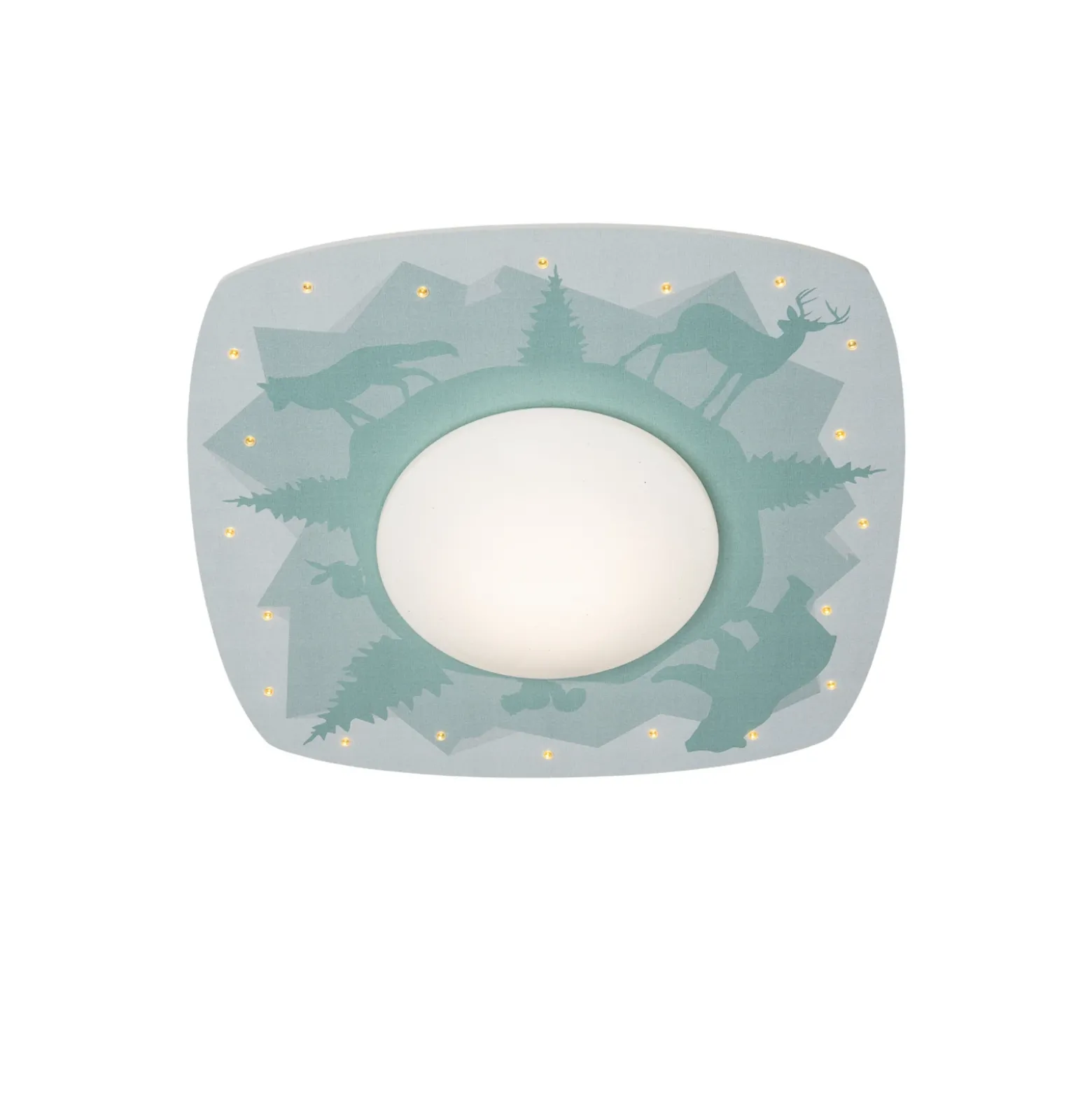 Plafón LED Scandi forest, 58 cm, verde, madera MDF