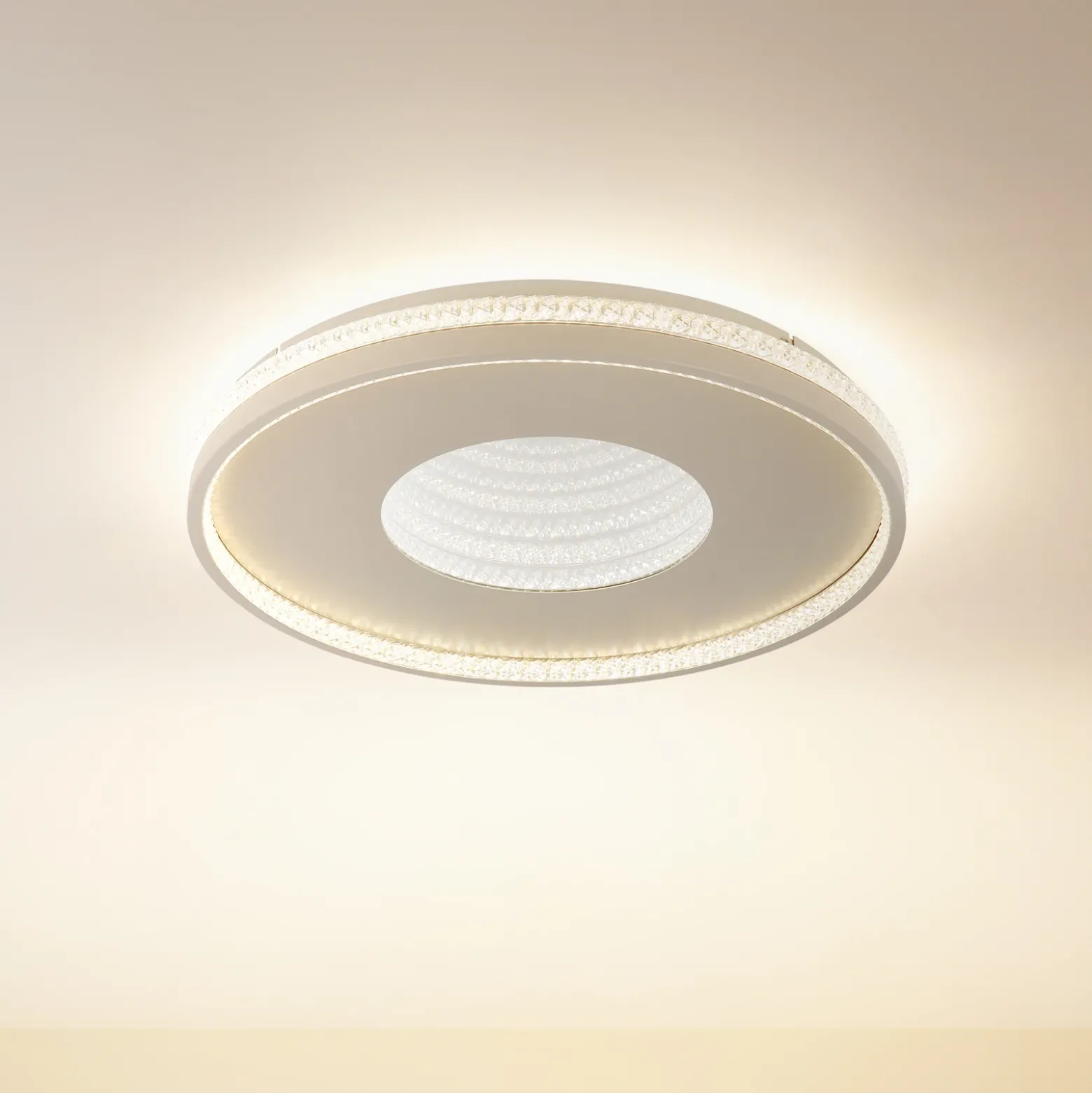 Plafón LED Shirley, color arena, Ø 51 cm, CCT, atenuable