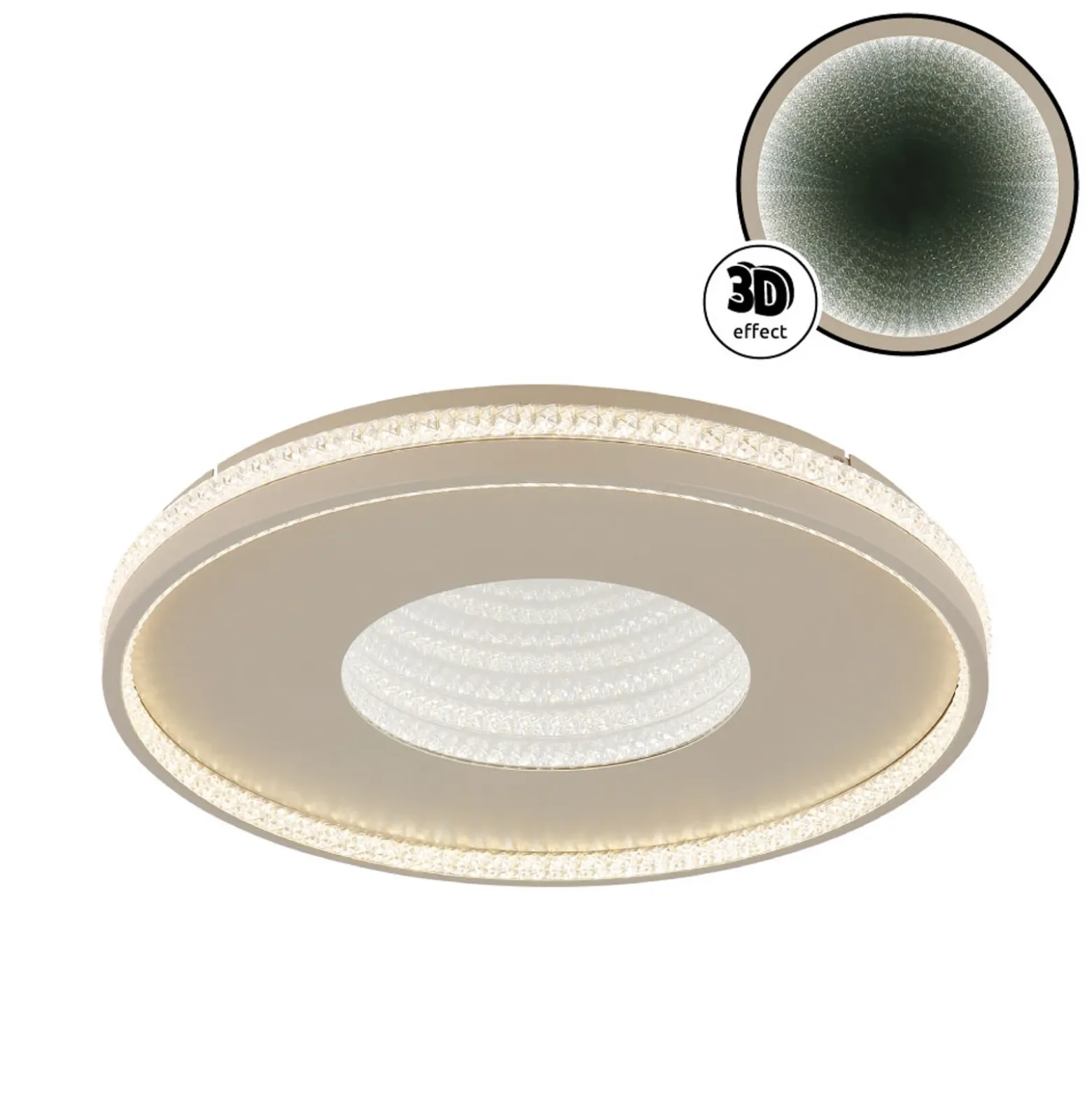 Plafón LED Shirley, color arena, Ø 51 cm, CCT, atenuable
