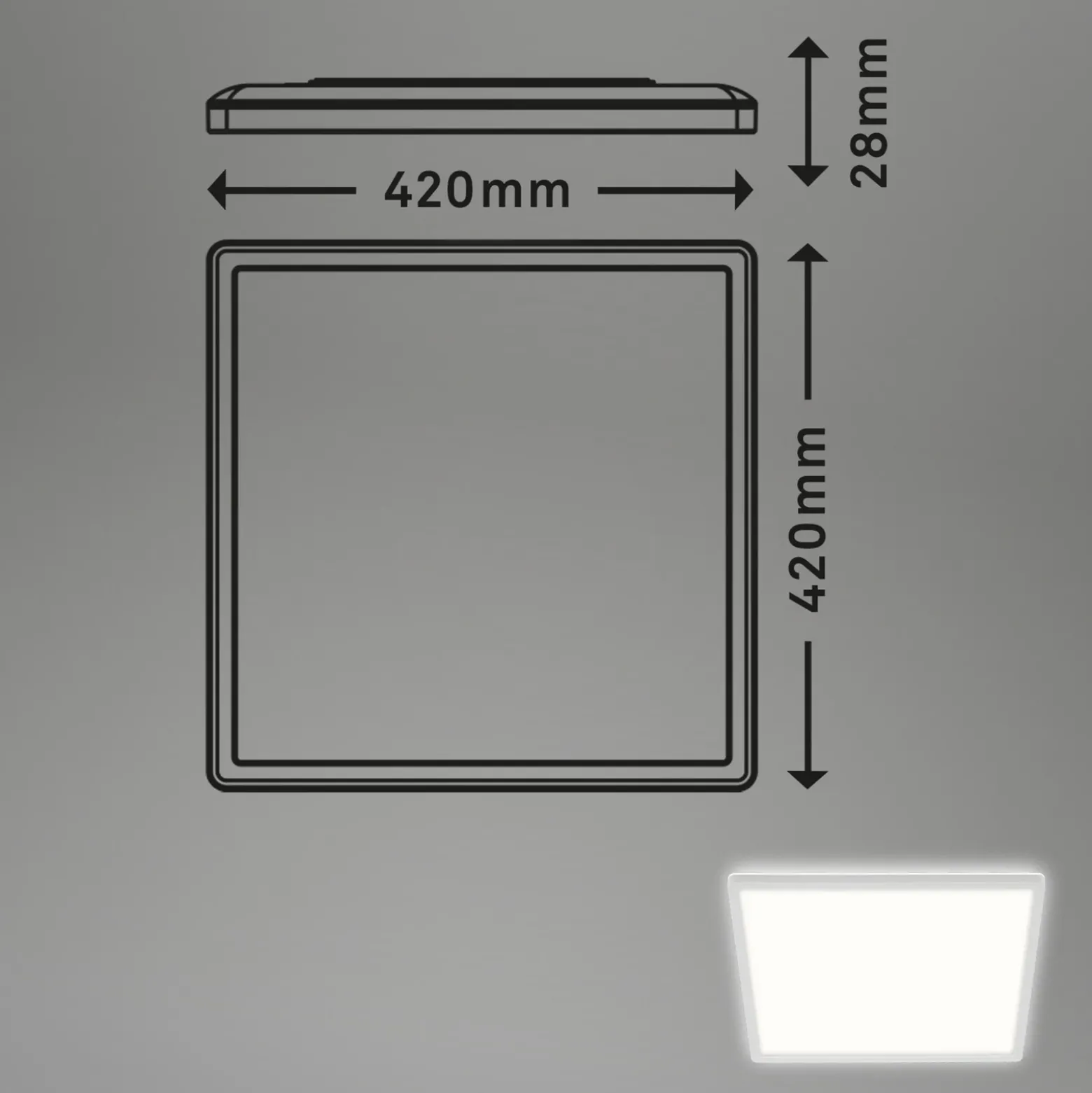 Plafón LED Slim, angular 42 x 42 cm