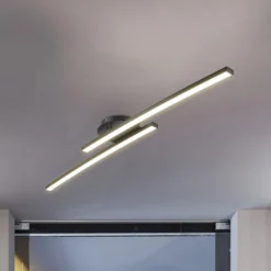 Plafón LED Snore, 2 luces, negro, metal, 3000 K