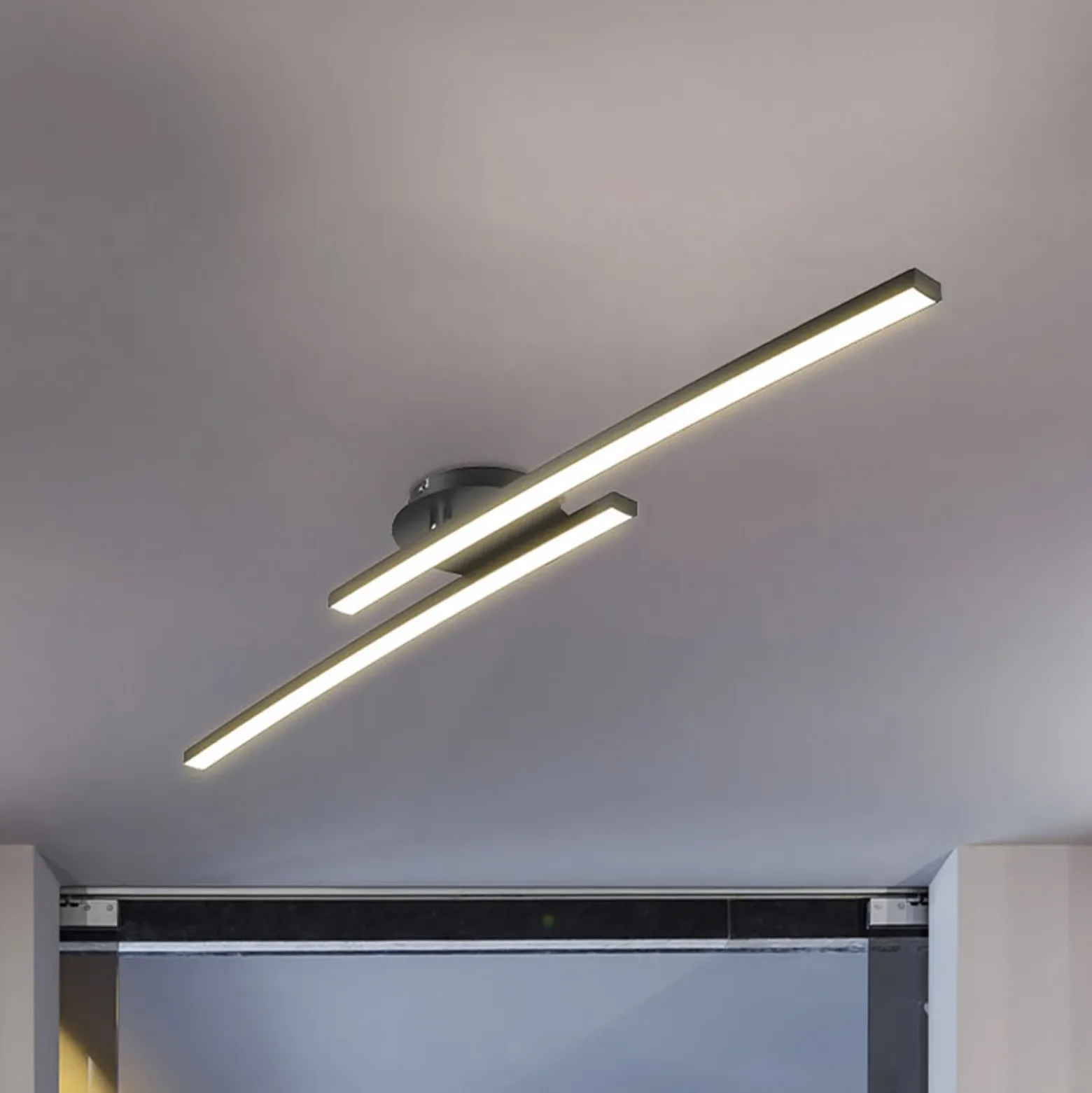 Plafón LED Snore, 2 luces, negro, metal, 3000 K