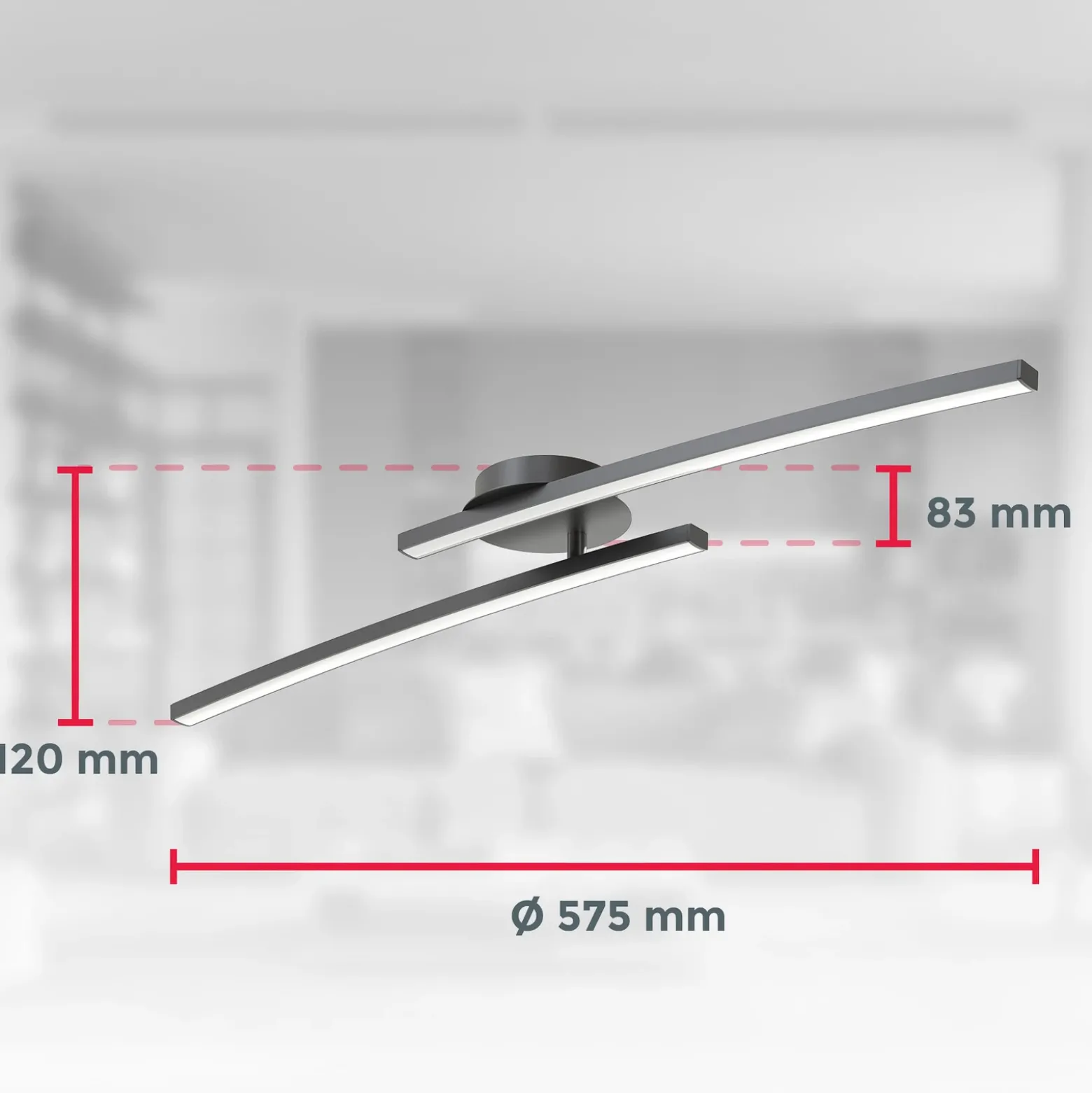 Plafón LED Snore, 2 luces, negro, metal, 3000 K
