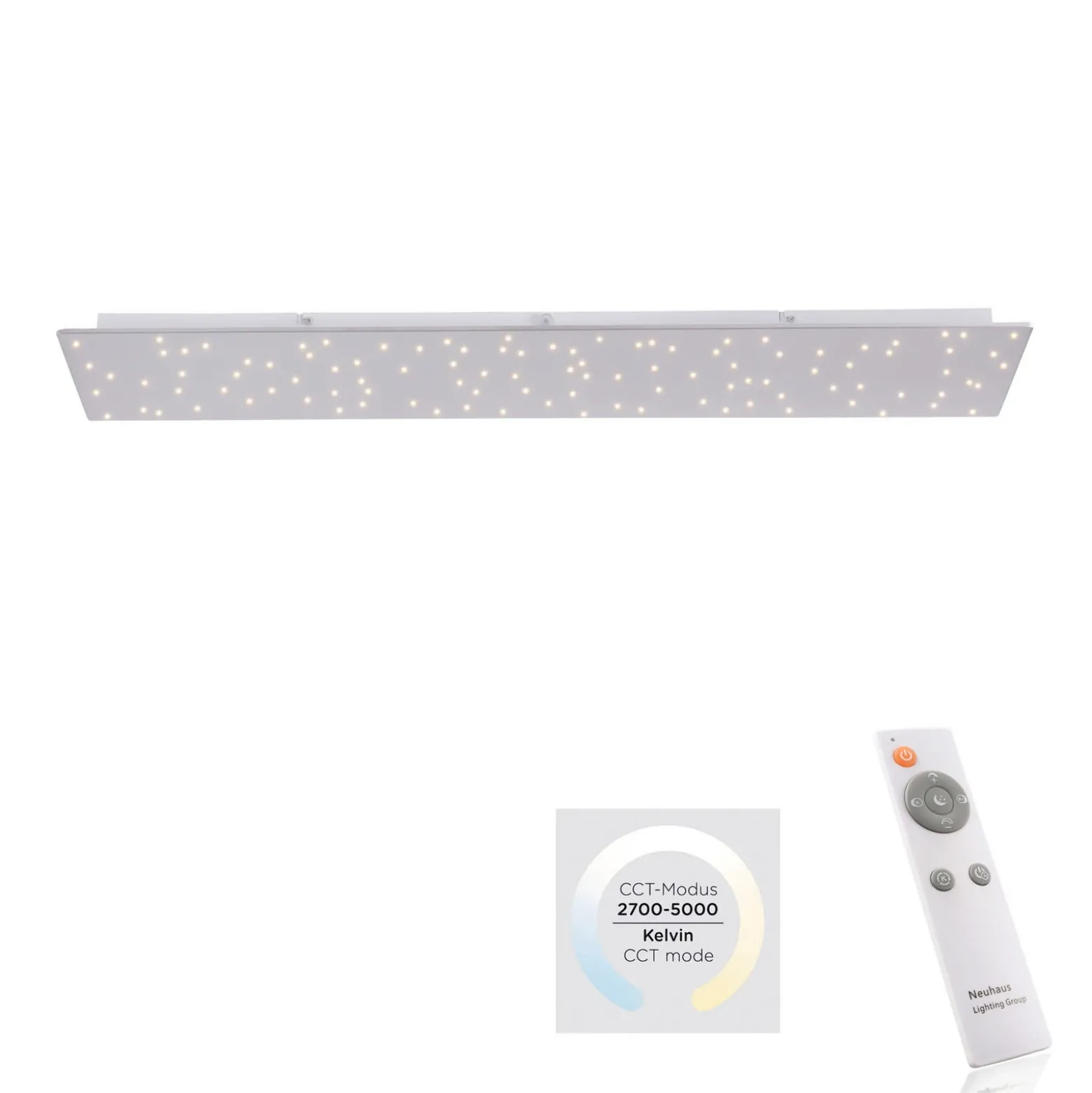 Plafón LED Sparkle CCT dim acero 100x45cm