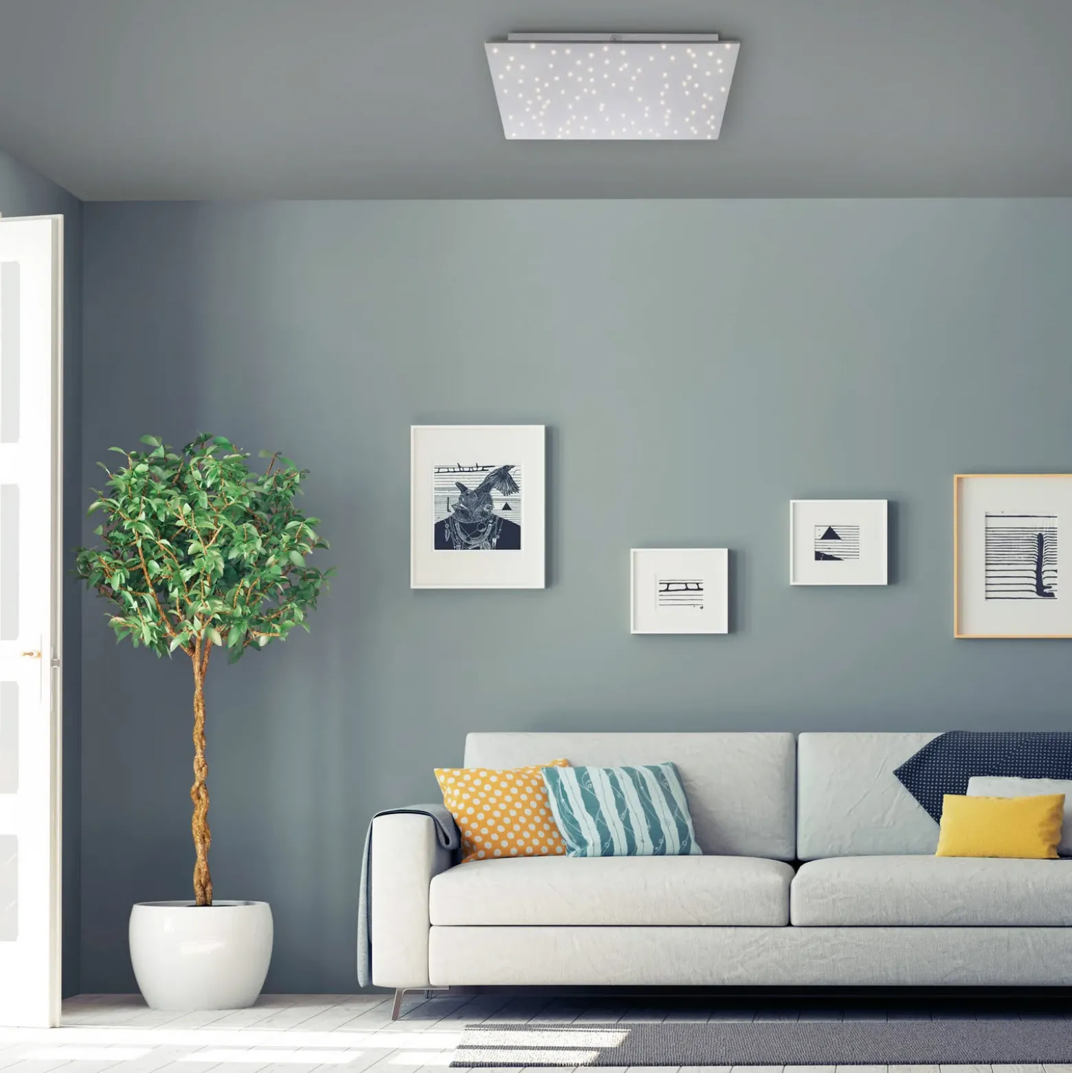 Plafón LED Sparkle CCT dim acero 45x45cm