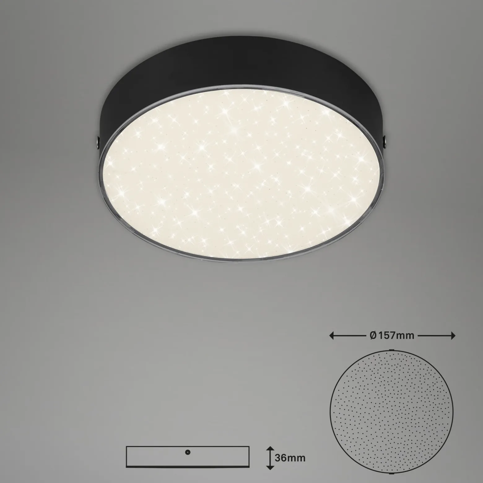 Plafón LED Star de Flame, Ø 15,7 cm, negro