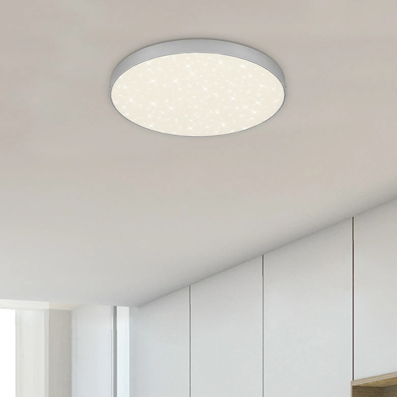 Plafón LED Star de Flame, Ø 28,7 cm, plata