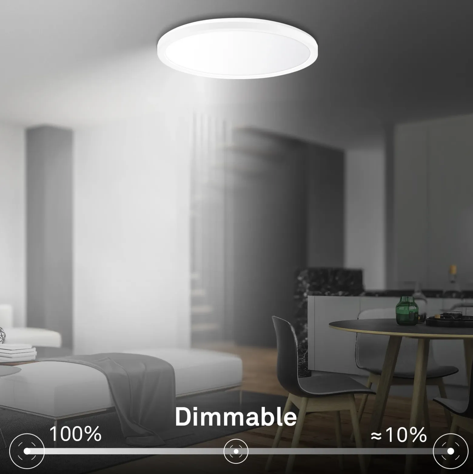 Plafón LED Tava A, CCT, Ø 29 cm, blanco, control remoto