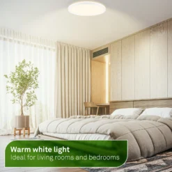 Plafón LED Tava A, CCT, Ø 29 cm, blanco, control remoto