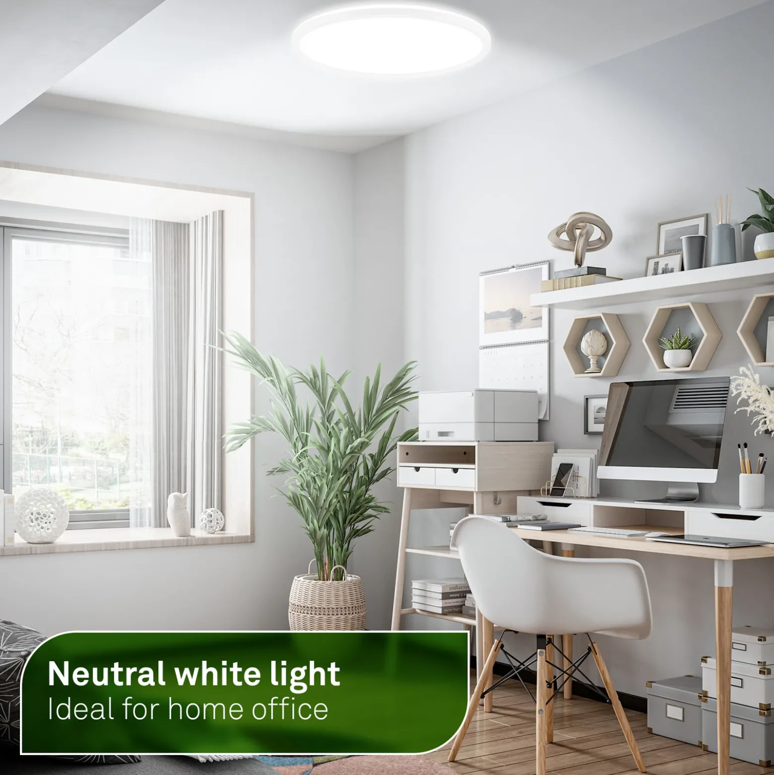 Plafón LED Tava A, Ø 42 cm, plástico, blanco