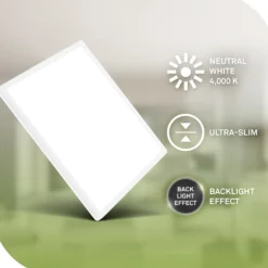Plafón LED Tava A, 42 x 42 cm, plástico, blanco
