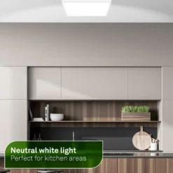 Plafón LED Tava A, 42 x 42 cm, plástico, blanco