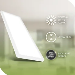 Plafón LED Tava A, 58 x 20 cm, plástico, blanco