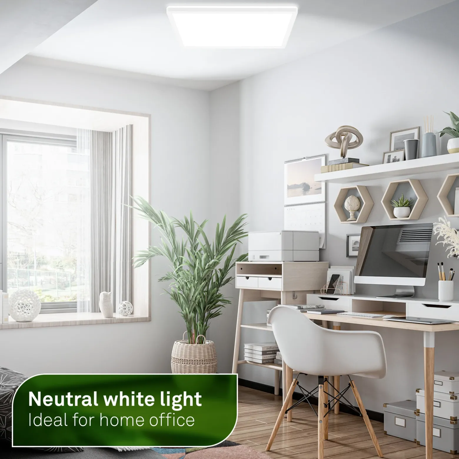 Plafón LED Tava A, 42 x 42 cm, plástico, blanco