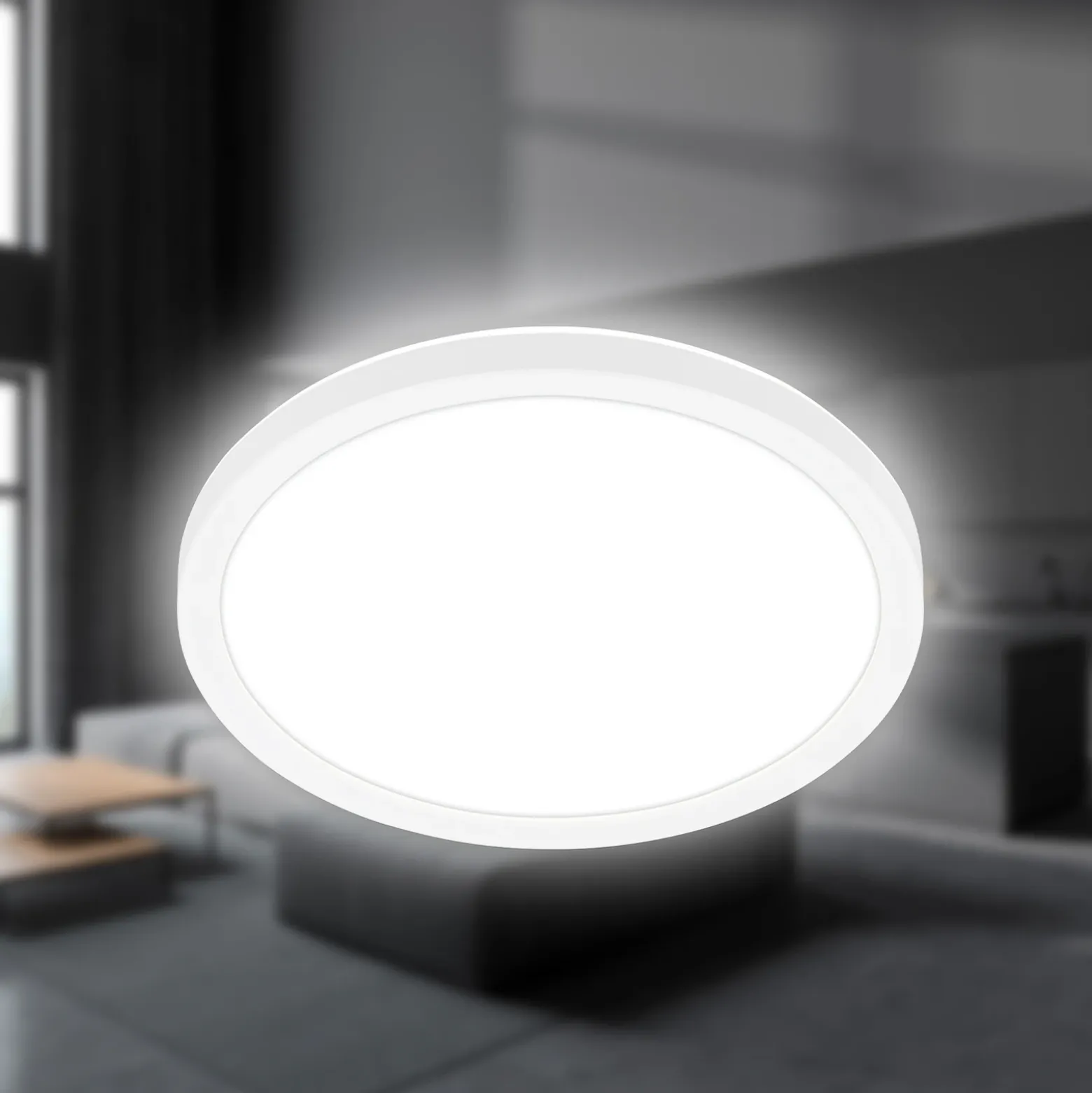 Plafón LED Tava, blanco, Ø 24 cm, plástico