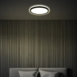 Plafón LED Tava, negro, Ø 24 cm, plástico