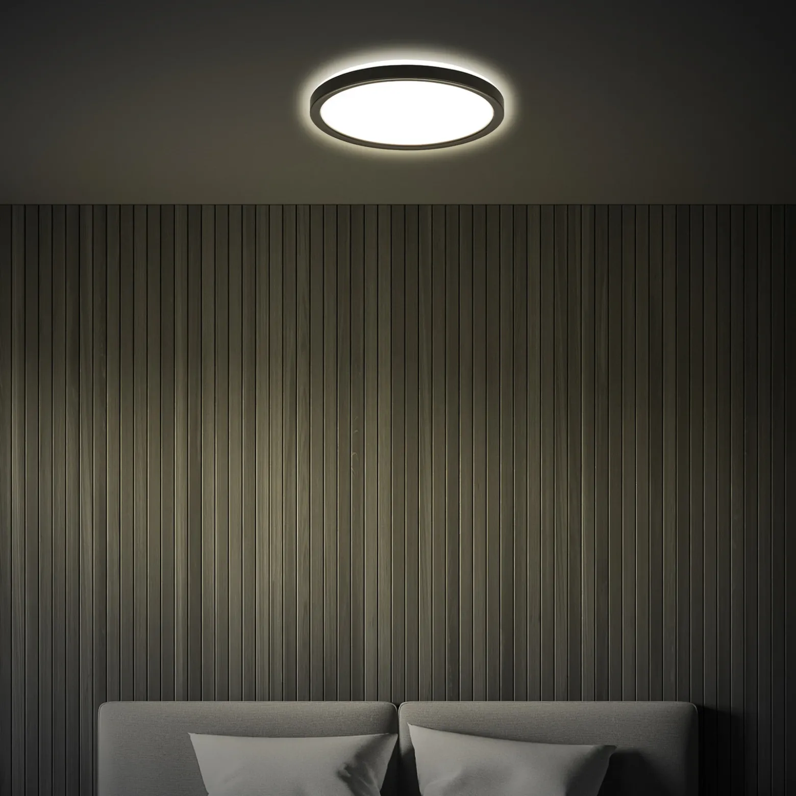Plafón LED Tava, negro, Ø 24 cm, plástico