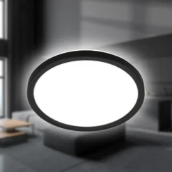 Plafón LED Tava, negro, Ø 24 cm, plástico