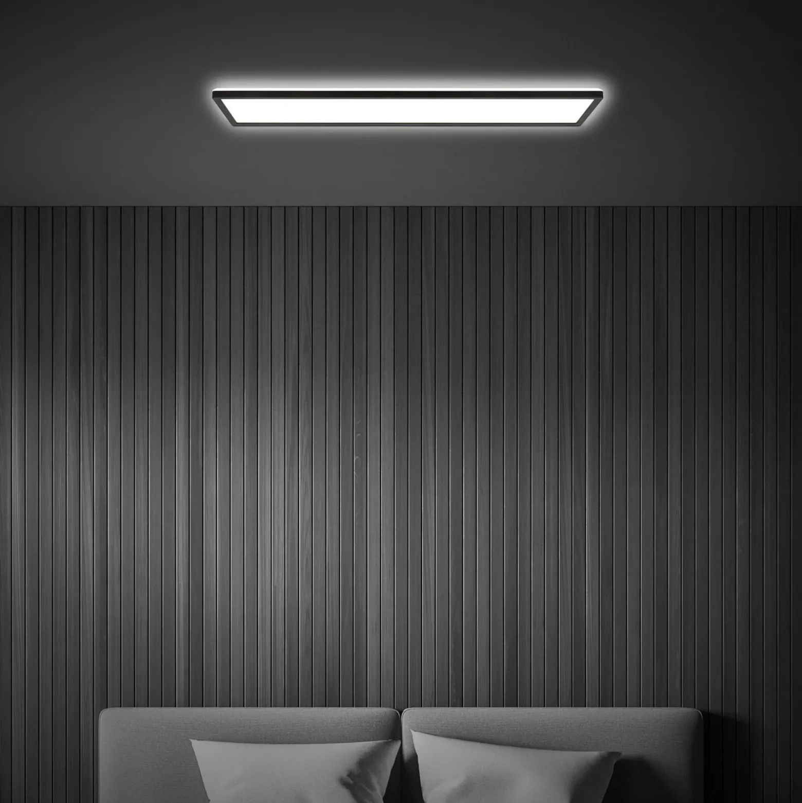 Plafón LED Tava, negro, plástico, 98 cm, retroiluminación