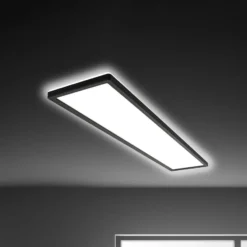 Plafón LED Tava, negro, plástico, 98 cm, retroiluminación