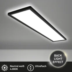 Plafón LED Tava, negro, plástico, 98 cm, retroiluminación