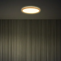 Plafón LED Tava Wood, Ø 29 cm, plástico, 3000 K