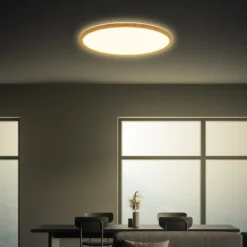 Plafón LED Tava Wood, Ø 42 cm, plástico, 3000 K