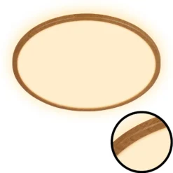 Plafón LED Tava Wood, Ø 42 cm, plástico, 3000 K