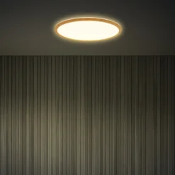 Plafón LED Tava Wood, Ø 42 cm, plástico, 3000 K